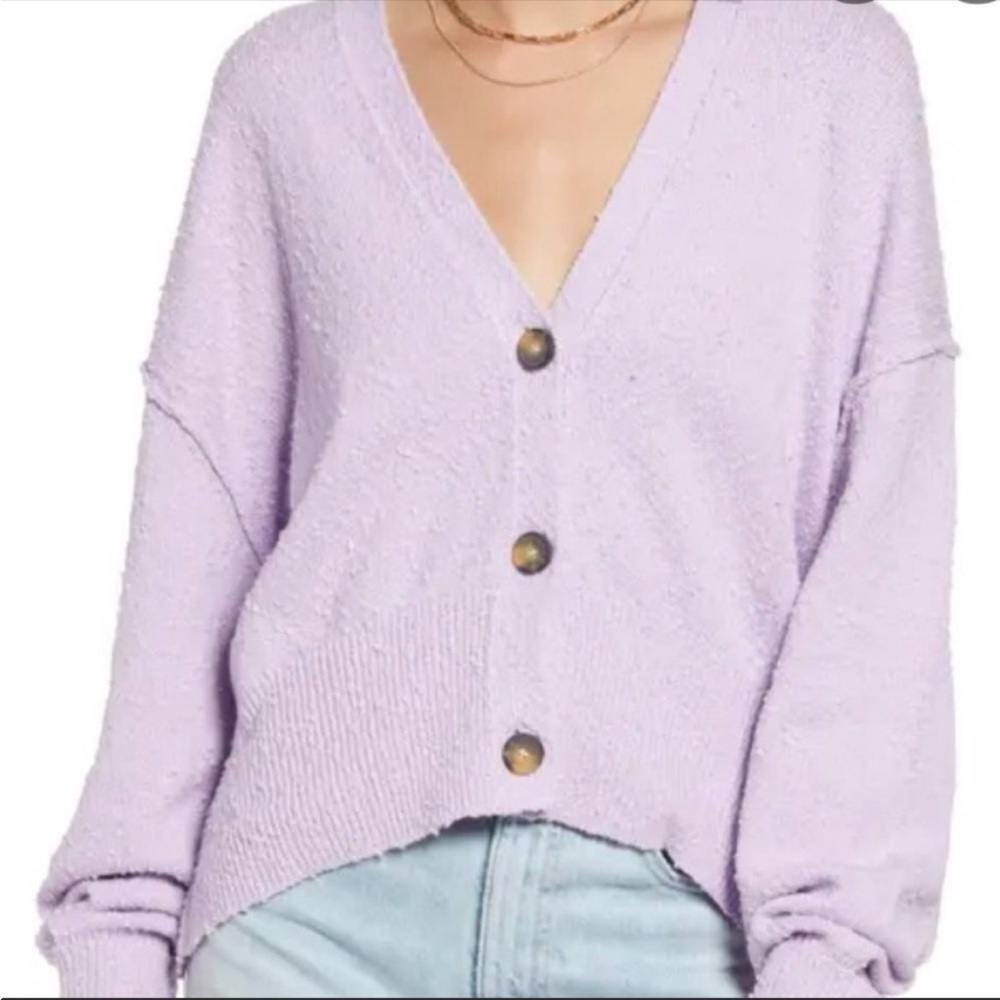 NWT Joie Cardigan Ribbed Balloon Sleeves Purple XL - Picture 1 of 8